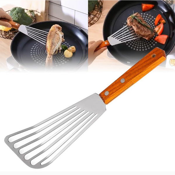 Non Slip Stainless Steel Kitchen Frying Spatula Leaky Shovel Fish Slice Turner Whisks