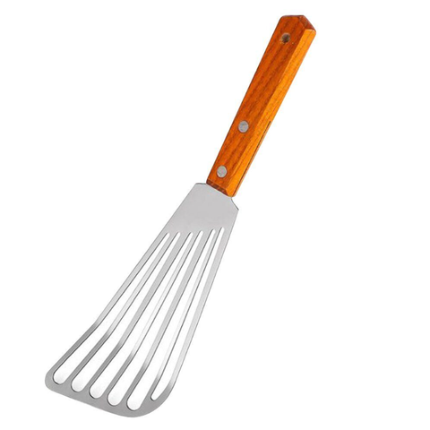 Non Slip Stainless Steel Kitchen Frying Spatula Leaky Shovel Fish Slice Turner Whisks