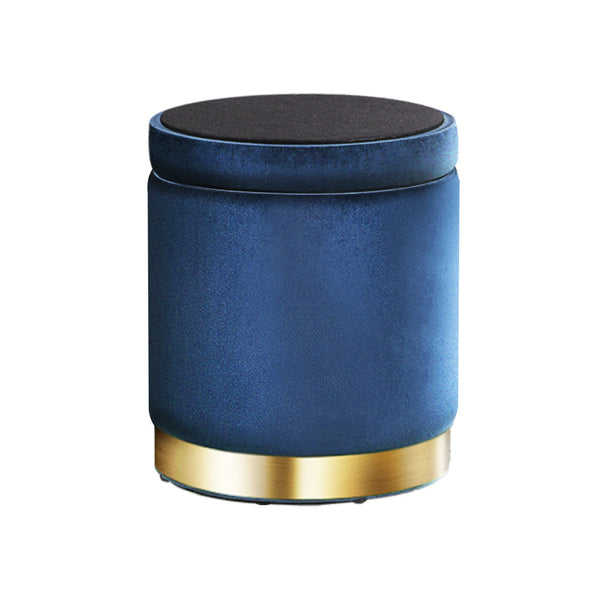Artiss Foot Stool Round Velvet Storage Rest Pouffe Footstool Navy Ottomans Footstools & Poufs