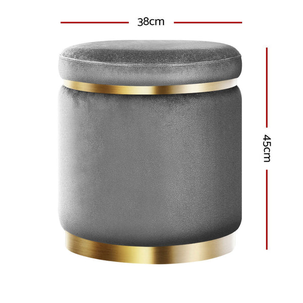 Artiss Round Velvet Ottoman Foot Stool Rest Pouffe Padded Seat Footstool Ottomans Footstools & Poufs