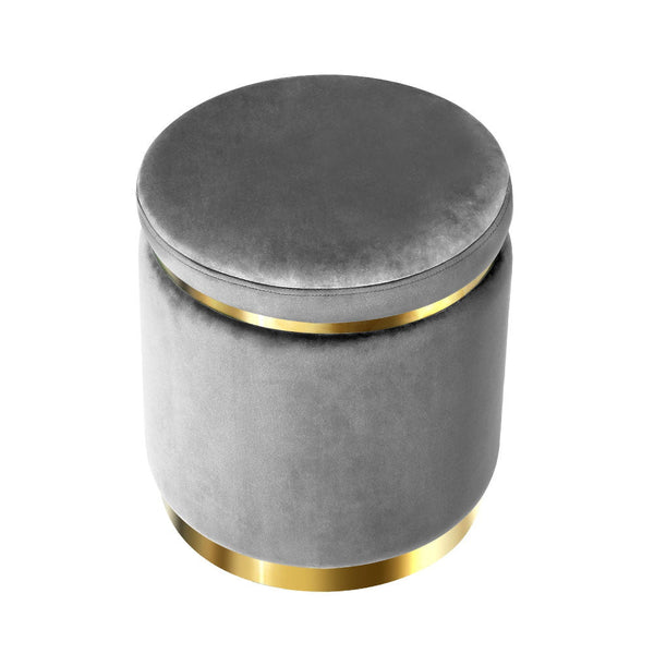 Artiss Round Velvet Ottoman Foot Stool Rest Pouffe Padded Seat Footstool Ottomans Footstools & Poufs