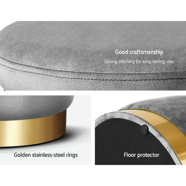 Artiss Round Velvet Ottoman Foot Stool Rest Pouffe Padded Seat Footstool Ottomans Footstools & Poufs