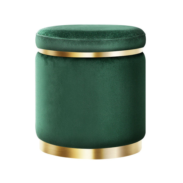 Artiss Round Velvet Foot Stool Rest Pouffe Padded Seat Green Ottomans Footstools & Poufs