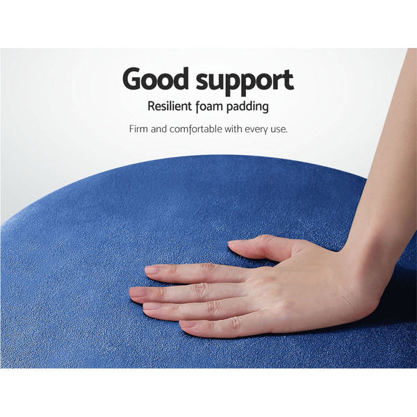 Artiss Foot Stool Round Velvet Rest Pouf Padded Seat Footstool Navy Ottomans Footstools & Poufs