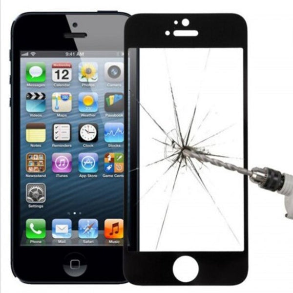 Full Screen Protection Tempered Glass 9H For Iphone 5 / 5S Se Black Screen Protectors