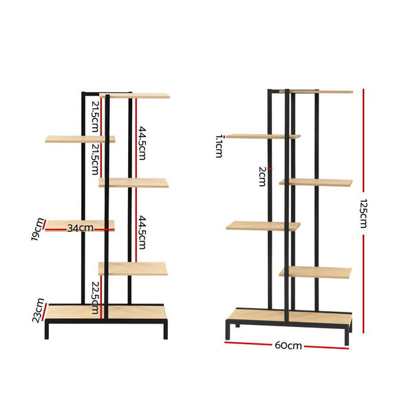 Artiss 6 Tier Indoor Outdoor Metal Wood Plant Stand Garden Shelf Display Plant Stands