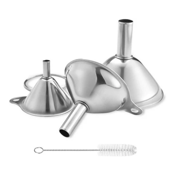 Set Of 3 Stainless Steel Food Grade Mini Kitchen For Transferring Essential Oils And Liquids; Small Filling Bottles Flasks Boiling. Funnels