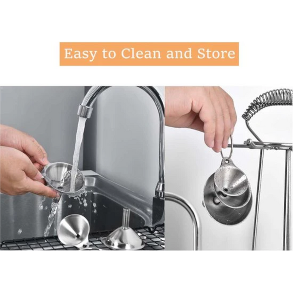 Set Of 3 Stainless Steel Food Grade Mini Kitchen For Transferring Essential Oils And Liquids; Small Filling Bottles Flasks Boiling. Funnels