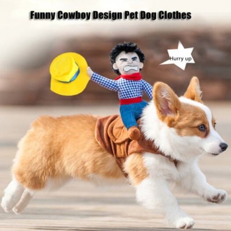 Funny Cowboy Design Pet Dog Clothes L Dog Costumes