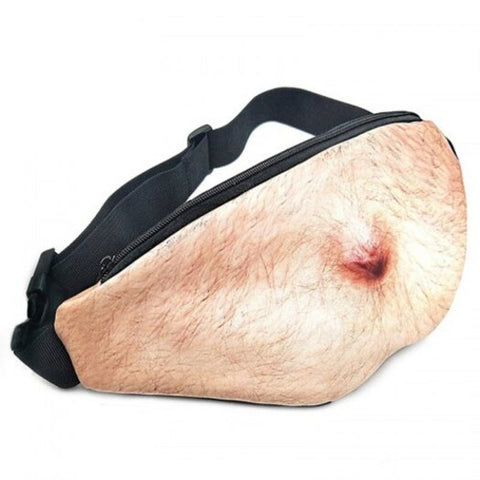 Funny Outdoor Belly Waist Bag Creative Waterproof Pocket Blanched Almond