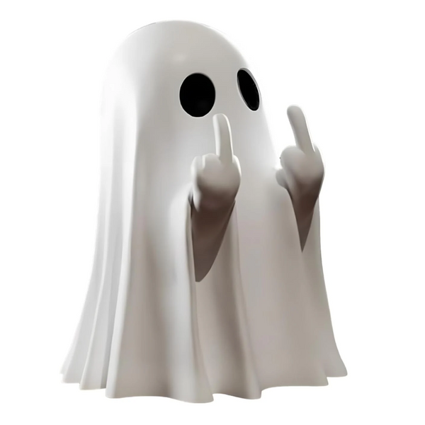 Funny Cheeky Halloween Ghost With Middle Finger Resin Statue Ornament Scary Sculpture Seasonal Decorations