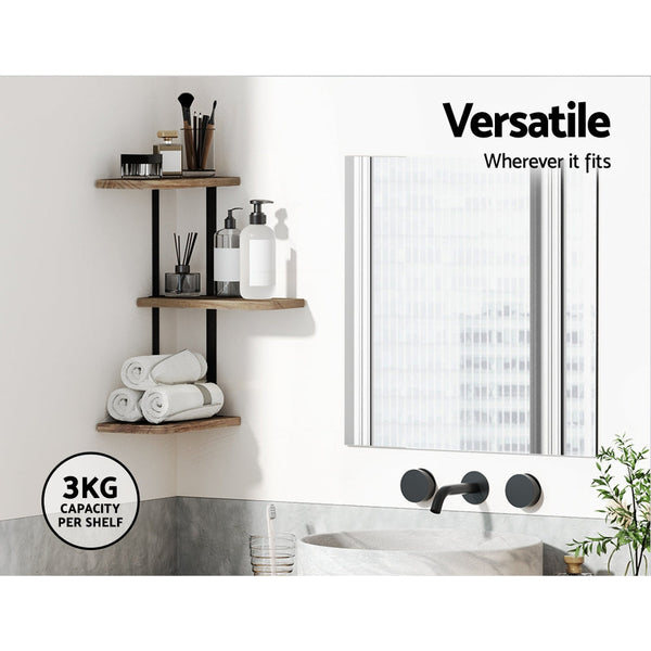Artiss Floating Brackets 3 Tiers Corner Display Diy Mount Rack Wall Shelves