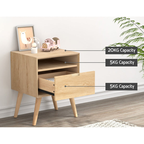 Artiss Bedside Table Drawers Side Shelf Storage Cabinet Nightstand Gorr Bedside Tables