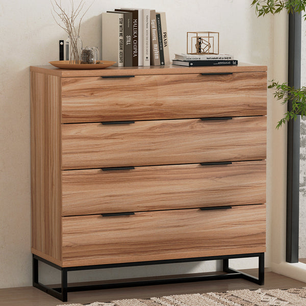 Dressers & Chests of Drawers Artiss 4 Chest Of Drawers Cabinet Dresser Table Tallboy Storage Bedroom Rust Oak
