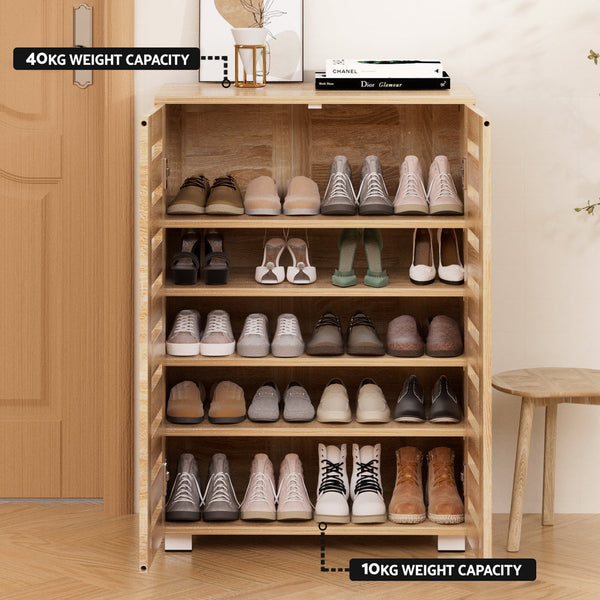 Artiss Shoe Cabinet 20 Pairs 5 Tier Wood Alster Shoe Cabinets