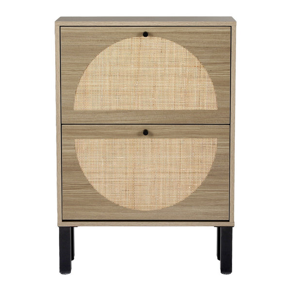 Artiss Shoe Cabinet 2 Drawers Rattan 6 Pairs Shoe Cabinets