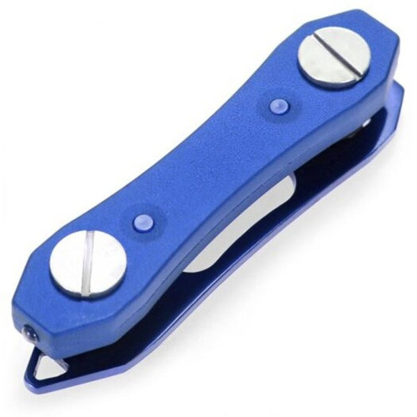 Multi-Function Stainless Steel Key Flip Holder With 2 Led Lights Blue