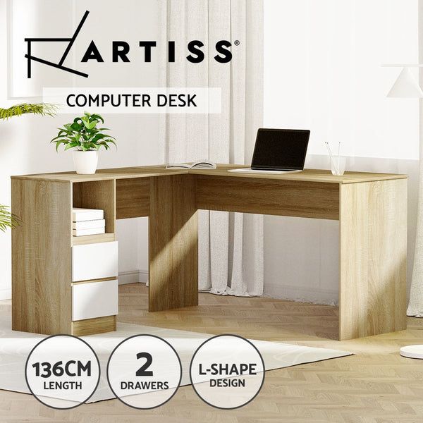 Artiss Corner Computer Desk Office Study Desks Table Drawers L Shape Workstation Home Office Desks