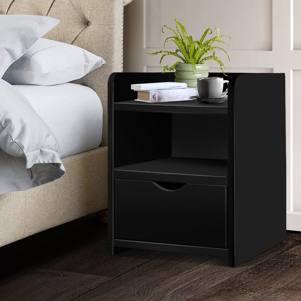 Artiss Bedside Table Drawer Black Bedside Tables