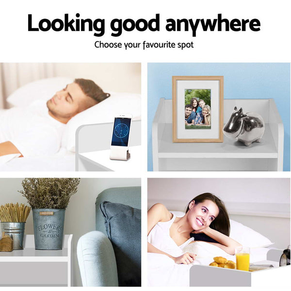 Artiss Bedside Table Drawer White Bedside Tables