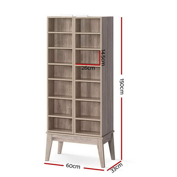 Artiss Cd Dvd Media Storage Display Shelf Folding Cabinet Bookshelf Bluray Rack Oak Cd & Video Racks