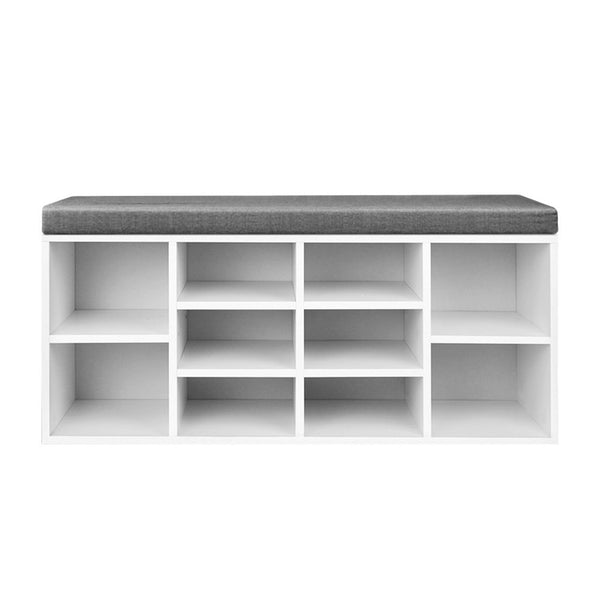 Artiss Fabric Shoe Bench With Storage Cubes White Storage Units