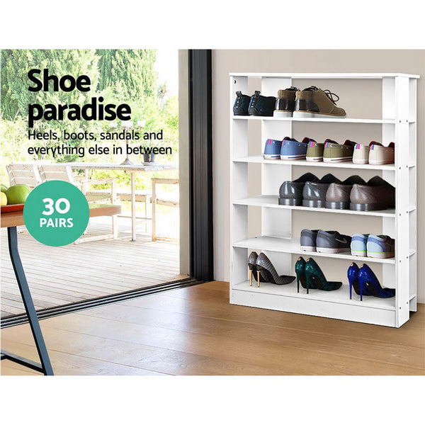 Artiss 6 Tier Shoe Rack Cabinet White Shoe Racks