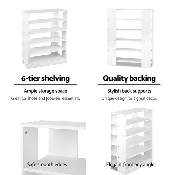 Artiss 6-Tier Shoe Rack Cabinet White