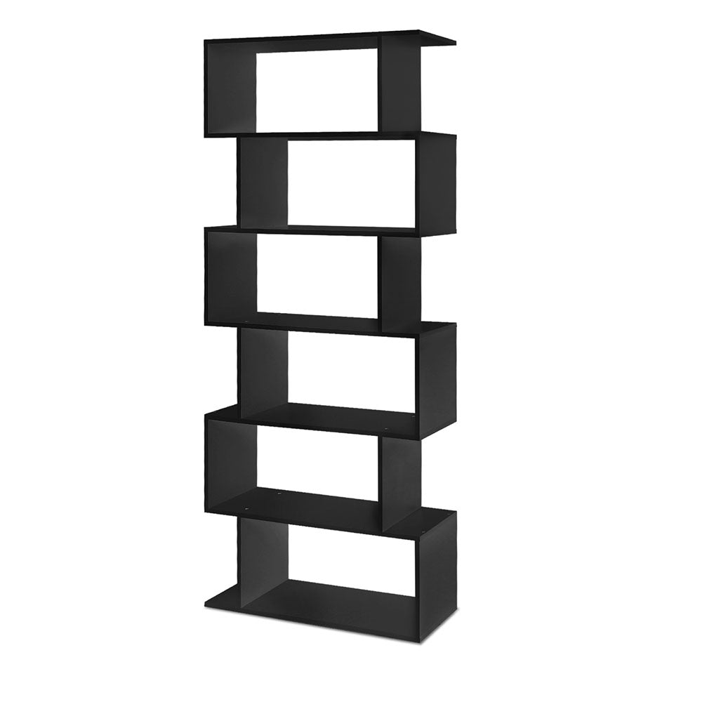 Artiss 6 Tier Display Shelf Black Bookshelves