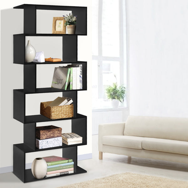 Artiss 6 Tier Display Shelf Black Bookshelves