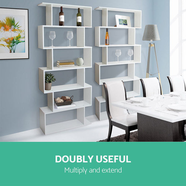 Artiss 6 Tier Display Shelf White Bookshelves