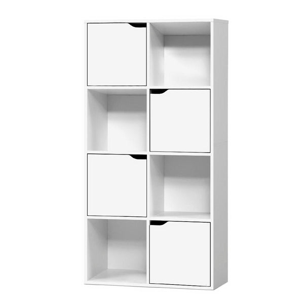 Artiss Display Shelf 8 Cube Storage 4 Door Cabinet Organiser Bookshelf Unit White Storage Units