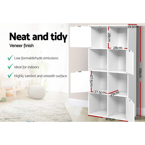 Artiss Display Shelf 8 Cube Storage 4 Door Cabinet Organiser Bookshelf Unit White Storage Units