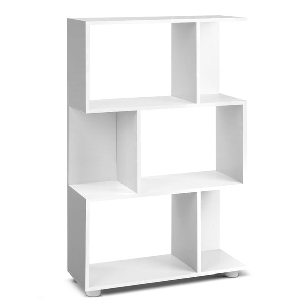 Artiss 3 Tier Zig Zag Bookshelf White Bookshelves