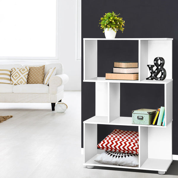 Artiss 3 Tier Zig Zag Bookshelf White Bookshelves