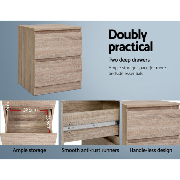 Artiss Drawers Side Bedroom Furniture Nightstand Wood Lamp Bedside Tables