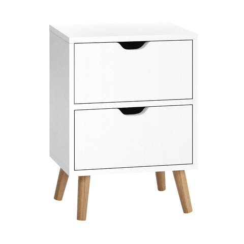 Artiss Bedside Tables Drawers Side Nightstand White Storage Cabinet Wood