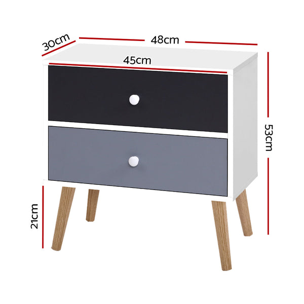 Artiss Drawers Side Nightstand Lamp Storage Cabinet Bedside Tables