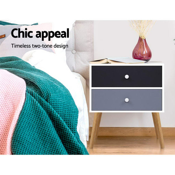 Artiss Drawers Side Nightstand Lamp Storage Cabinet Bedside Tables