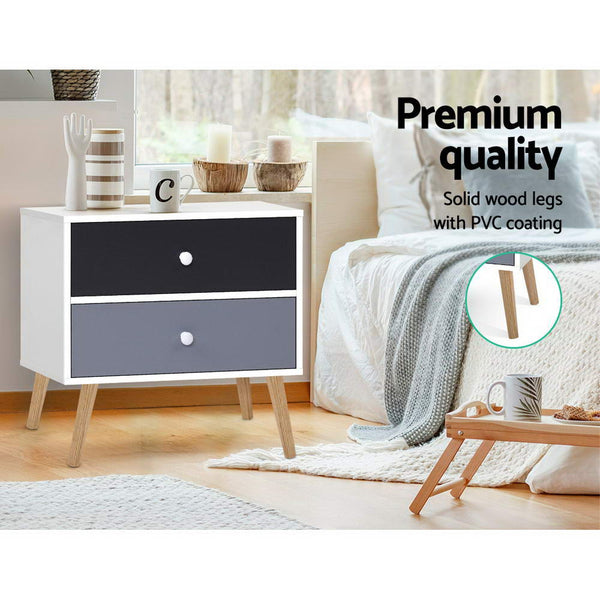 Artiss Bedside Tables Drawers Side Nightstand Lamp Storage Cabinet