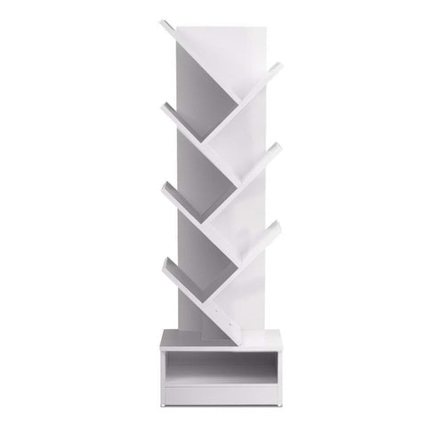Artiss Display Shelf 7 Shelf Tree Bookshelf Storage Rack Bookcase White Bookshelves