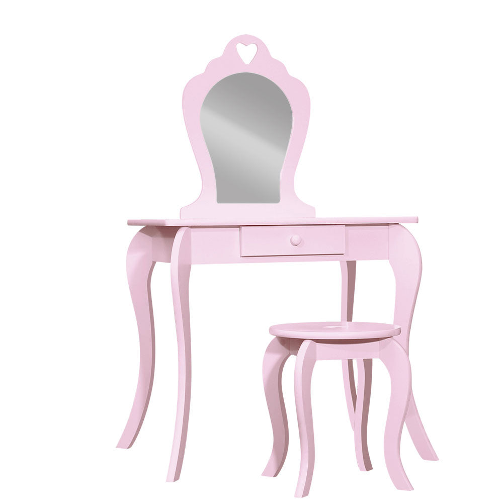 Keezi Pink Kids Vanity Dressing Table Stool Set Mirror Princess Children Makeup Kids Dressing Tables