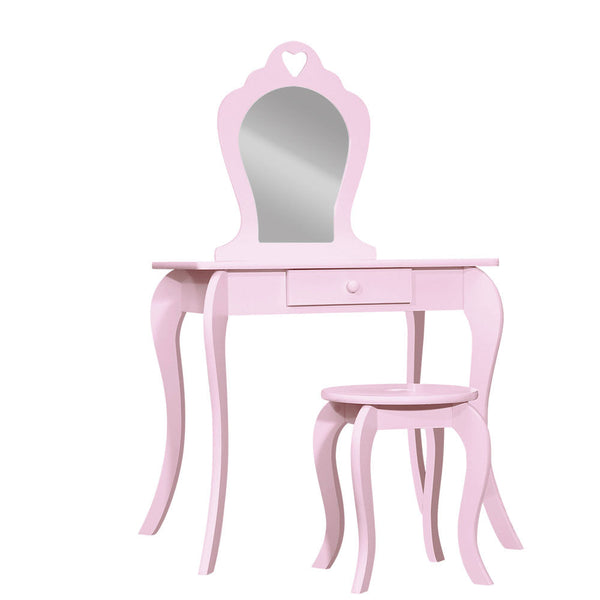 Keezi Pink Kids Vanity Dressing Table Stool Set Mirror Princess Children Makeup Kids Dressing Tables