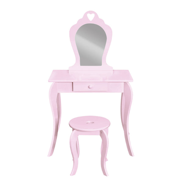 Keezi Pink Kids Vanity Dressing Table Stool Set Mirror Princess Children Makeup Kids Dressing Tables