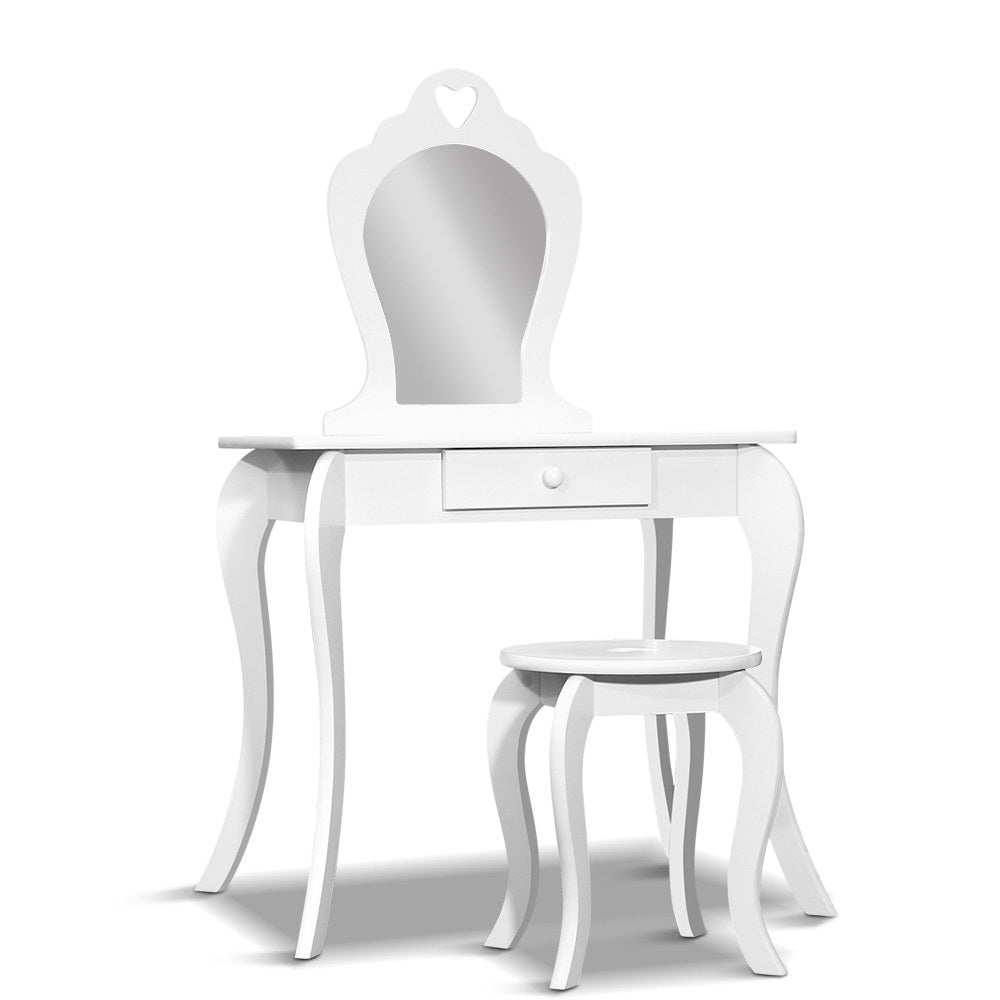 Keezi White Kids Vanity Dressing Table Stool Set Mirror Princess Children Makeup Kids Dressing Tables