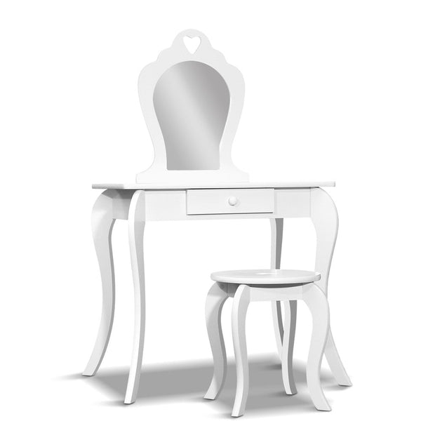 Keezi White Kids Vanity Dressing Table Stool Set Mirror Princess Children Makeup Kids Dressing Tables