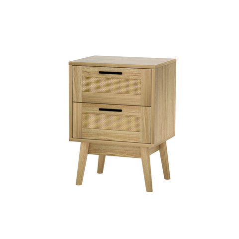 Artiss Rattan 2 Drawers Side Nightstand Storage Cabinet Bedside Tables