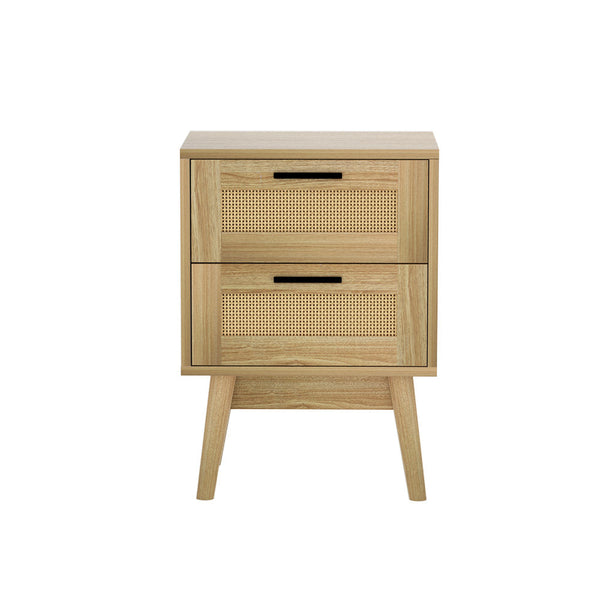 Artiss Rattan 2 Drawers Side Nightstand Storage Cabinet Bedside Tables