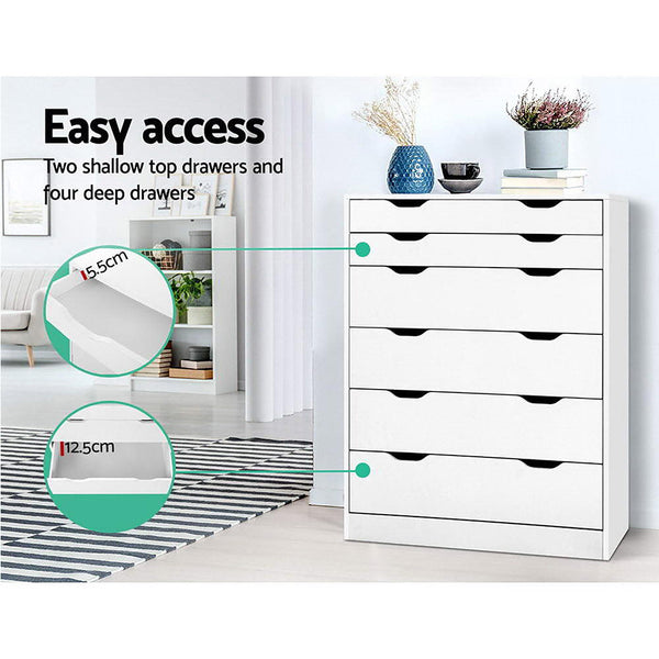 Artiss 6 Chest Of Drawers Tallboy Cabinet Storage Dresser Table Bedroom Dressers & Chests Of Drawers