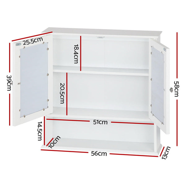 Artiss Bathroom Tallboy Storage Cabinet With Mirror White Bathroom Cabinets